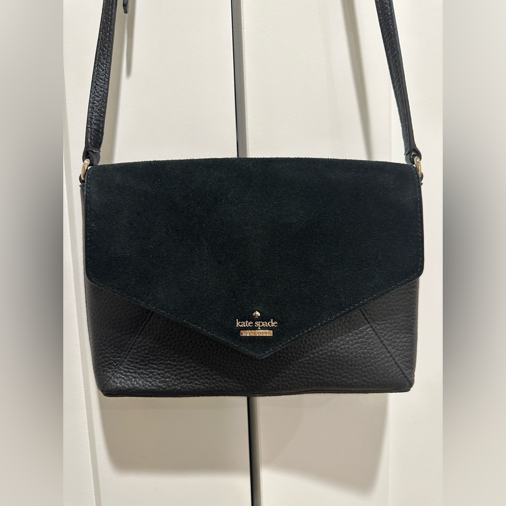 Kate Spade Black Leather & Suede Crossbody Bag